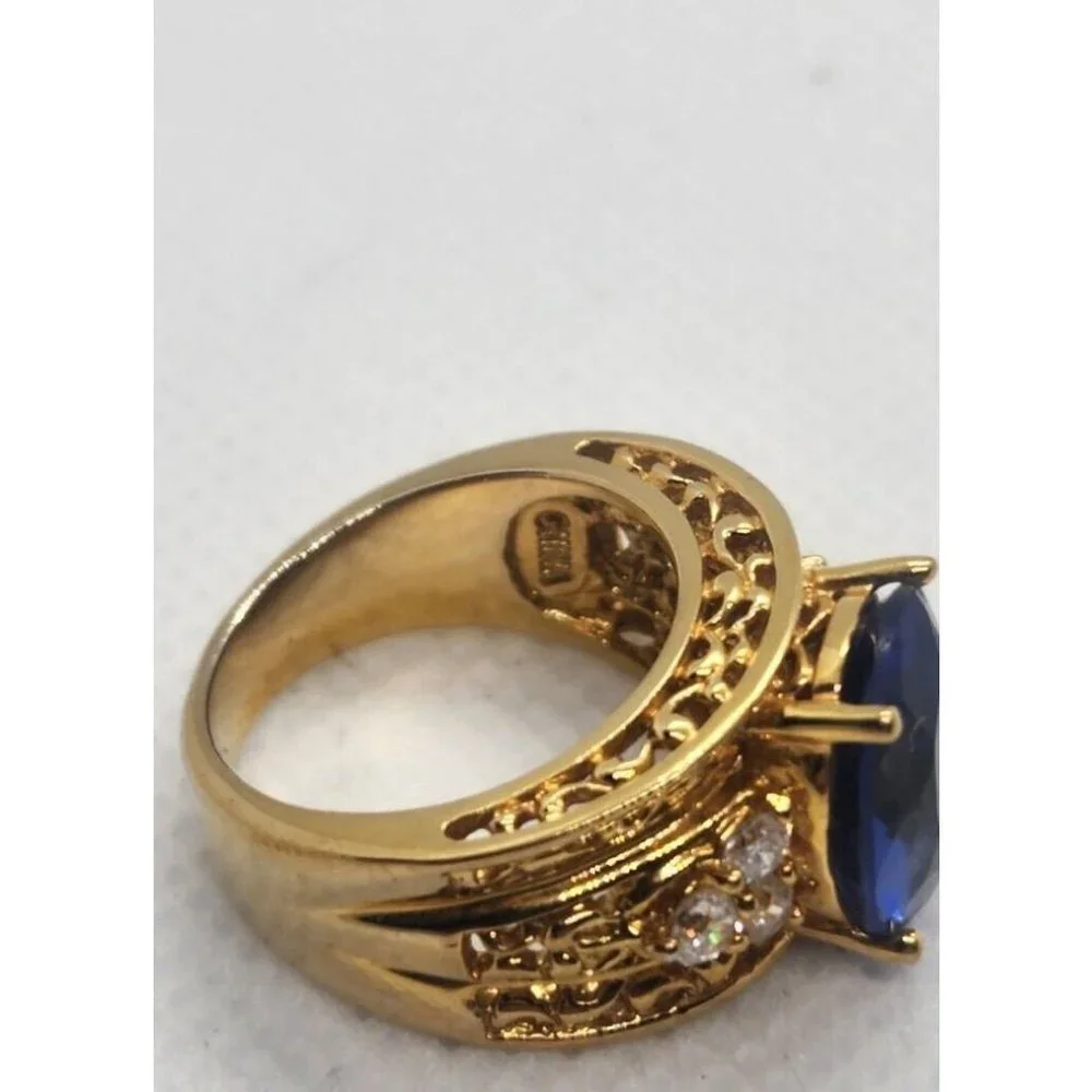 925 STERLING SILVER WITH CZ BLUE RING SIZE 5